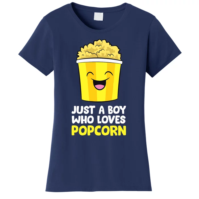 Just A Boy Who Loves Popcorn Cinema Movie Watching Popcorn Women's T-Shirt