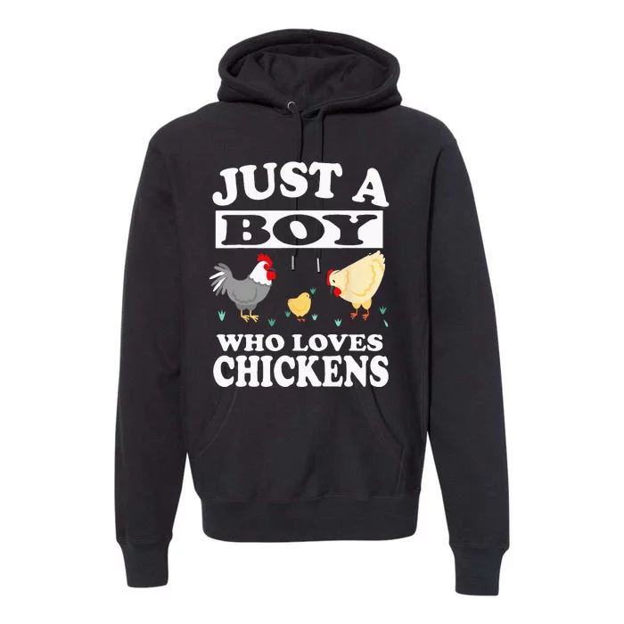 Just A Boy Who Loves Chickens Farm Chicken Gift Premium Hoodie