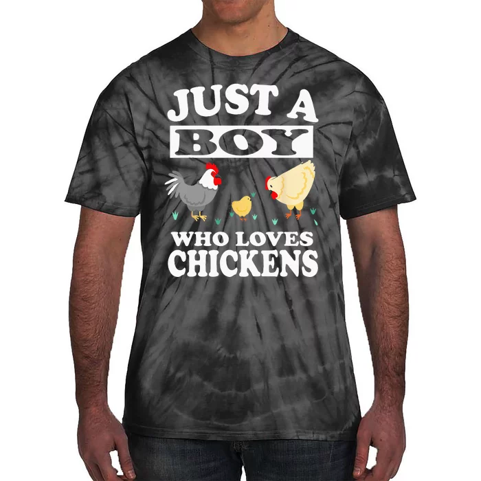 Just A Boy Who Loves Chickens Farm Chicken Gift Tie-Dye T-Shirt