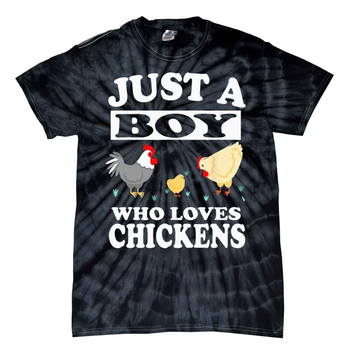 Just A Boy Who Loves Chickens Farm Chicken Gift Tie-Dye T-Shirt