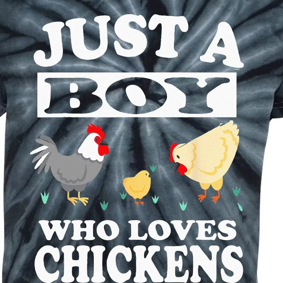 Just A Boy Who Loves Chickens Farm Chicken Gift Kids Tie-Dye T-Shirt