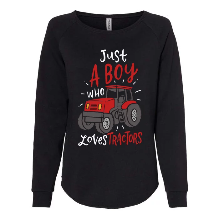 Just A Boy Who Loves Tractors Womens California Wash Sweatshirt