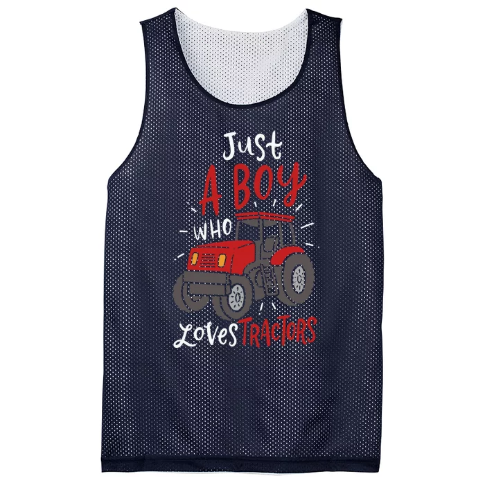 Just A Boy Who Loves Tractors Mesh Reversible Basketball Jersey Tank