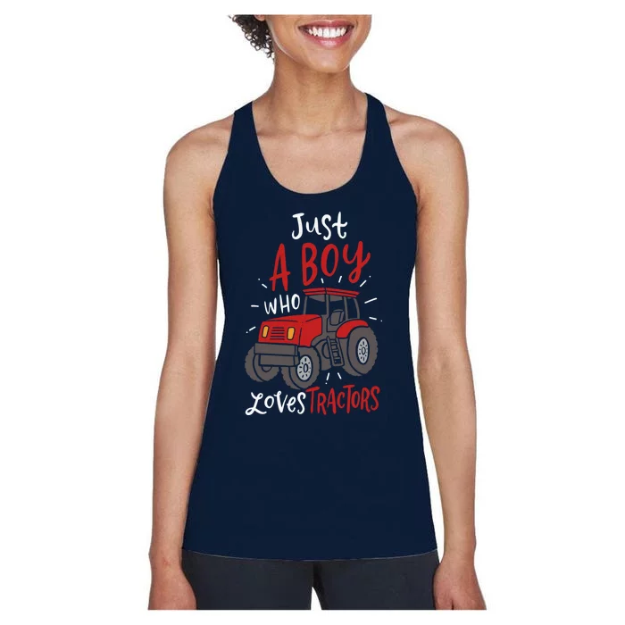 Just A Boy Who Loves Tractors Women's Racerback Tank