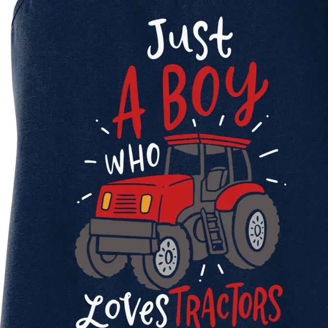 Just A Boy Who Loves Tractors Women's Racerback Tank