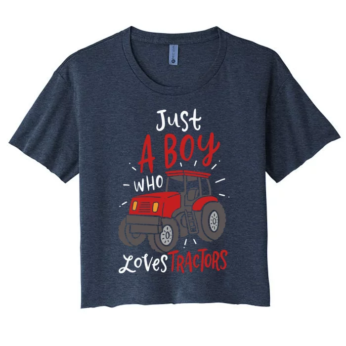 Just A Boy Who Loves Tractors Women's Crop Top Tee