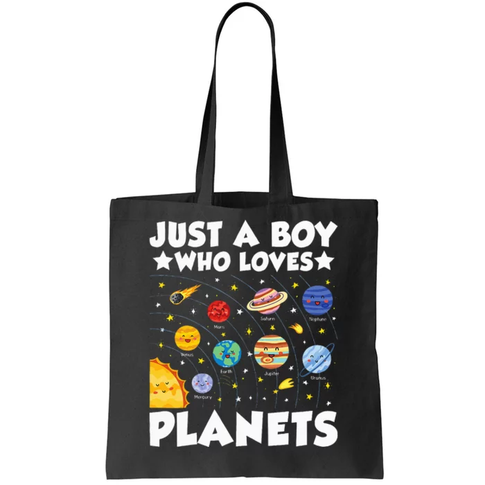 Just A Boy Who Loves Planets Solar System Space Science Geek Tote Bag