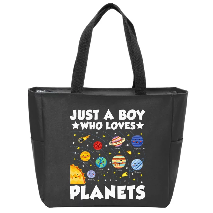 Just A Boy Who Loves Planets Solar System Space Science Geek Zip Tote Bag