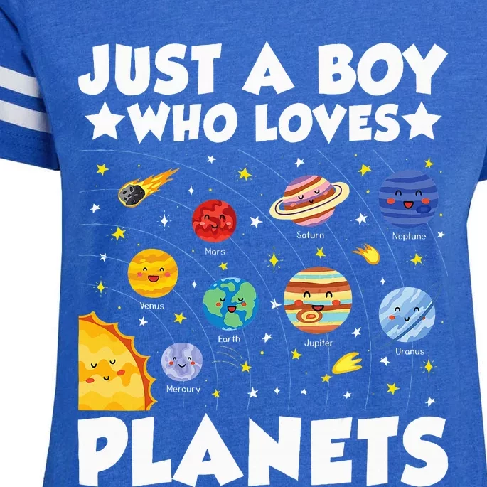 Just A Boy Who Loves Planets Solar System Space Science Geek Enza Ladies Jersey Football T-Shirt