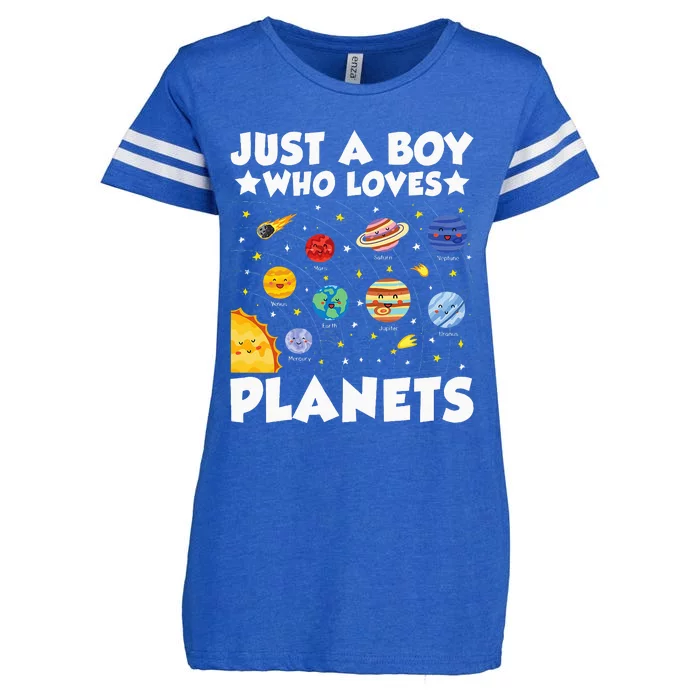 Just A Boy Who Loves Planets Solar System Space Science Geek Enza Ladies Jersey Football T-Shirt