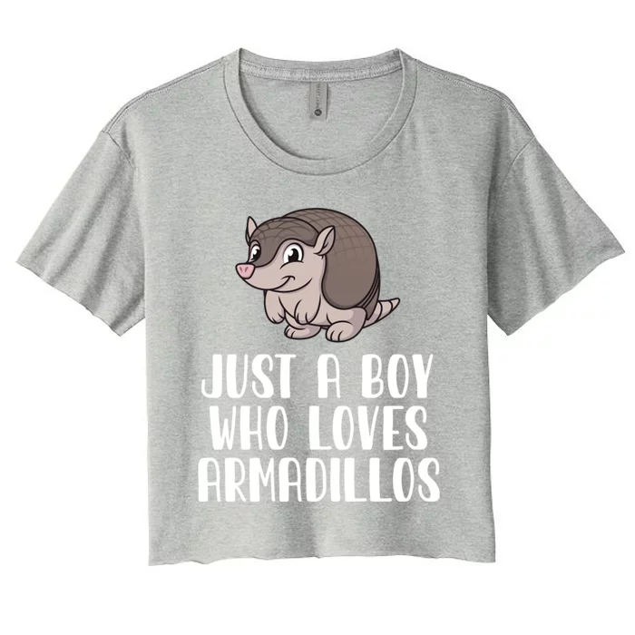 Just A Boy Who Loves Armadillos Women's Crop Top Tee