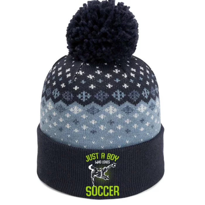 Just A Boy Who Loves Soccer Player The Baniff Cuffed Pom Beanie