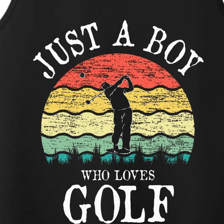 Just A Boy Who Loves Golf Performance Tank