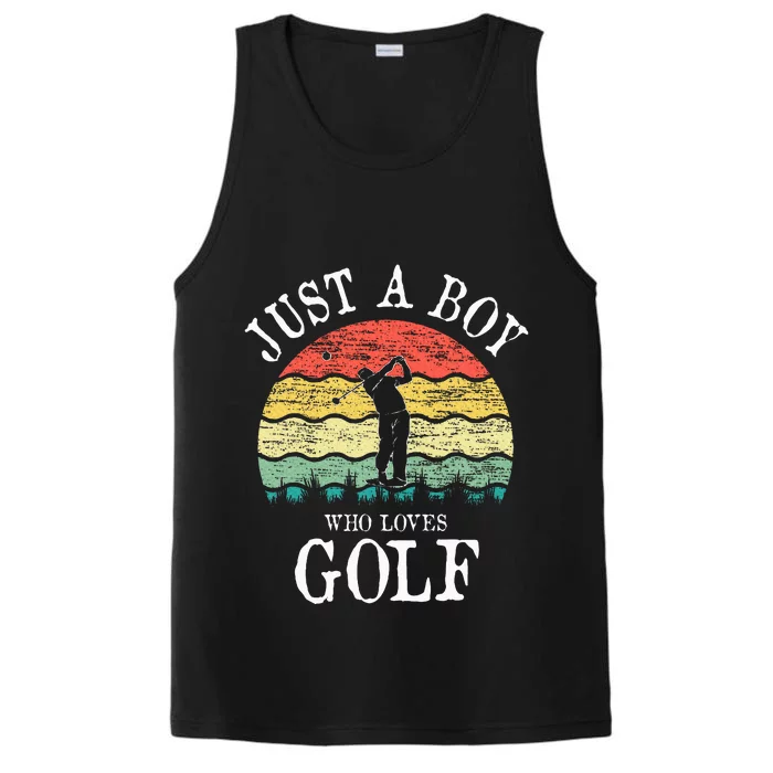 Just A Boy Who Loves Golf Performance Tank