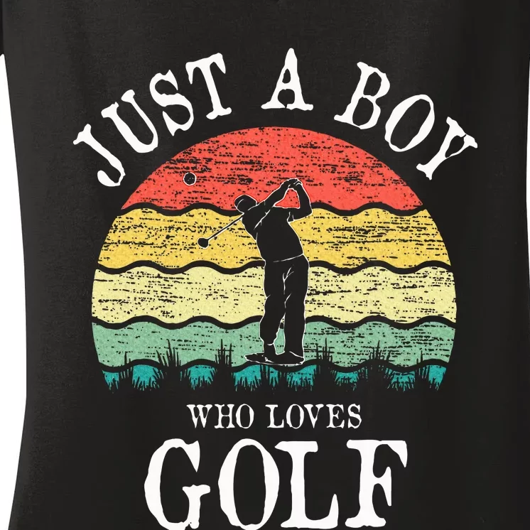 Just A Boy Who Loves Golf Women's V-Neck T-Shirt