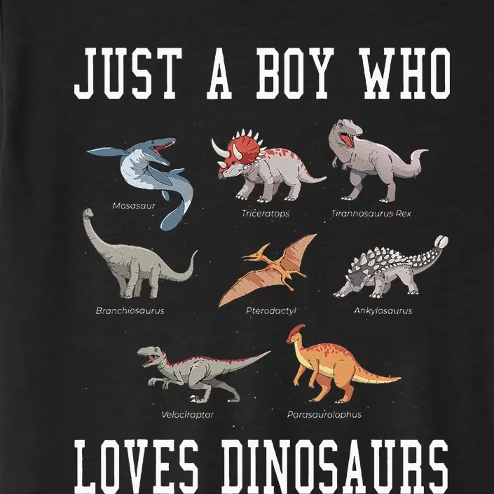 Just A Boy Who Loves Dinosaurs Gifts For Paleontologist ChromaSoft Performance T-Shirt