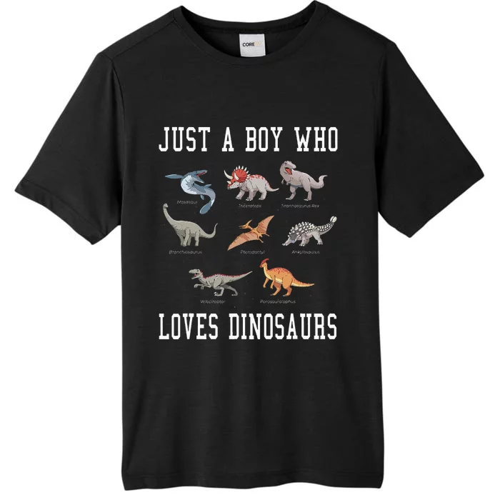 Just A Boy Who Loves Dinosaurs Gifts For Paleontologist ChromaSoft Performance T-Shirt