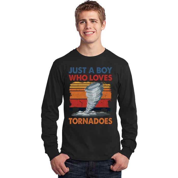 Just A Boy Who Loves Tornado Weather Storm Tornado Chaser Long Sleeve Shirt