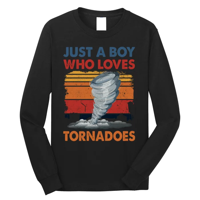 Just A Boy Who Loves Tornado Weather Storm Tornado Chaser Long Sleeve Shirt