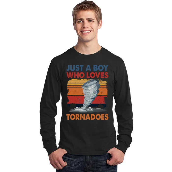 Just A Boy Who Loves Tornado Weather Storm Tornado Chaser Tall Long Sleeve T-Shirt