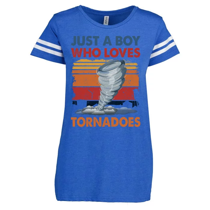 Just A Boy Who Loves Tornado Weather Storm Tornado Chaser Enza Ladies Jersey Football T-Shirt