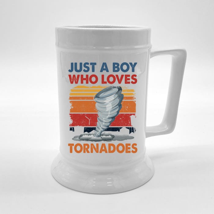 Just A Boy Who Loves Tornado Weather Storm Tornado Chaser Front & Back Beer Stein