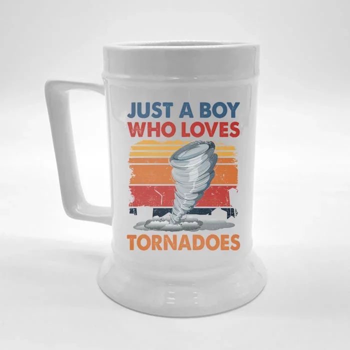 Just A Boy Who Loves Tornado Weather Storm Tornado Chaser Front & Back Beer Stein