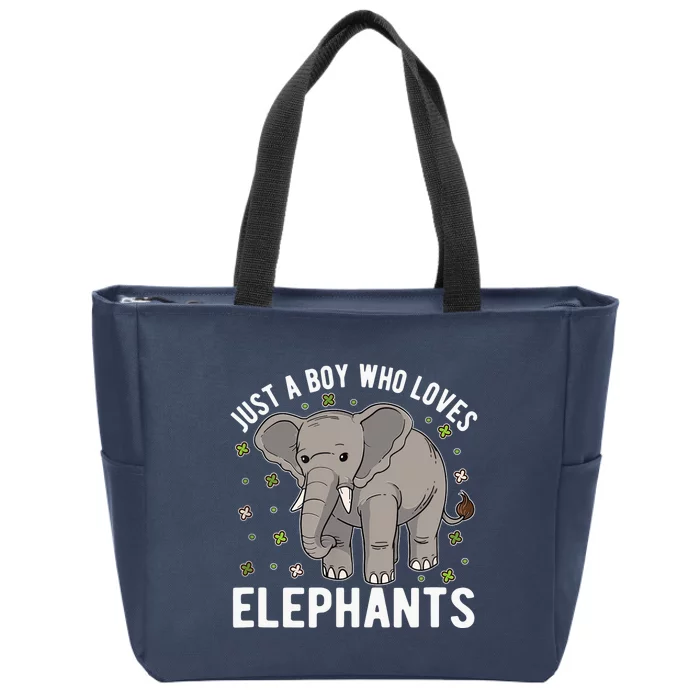 Just A Boy Who Loves Elephants Zip Tote Bag