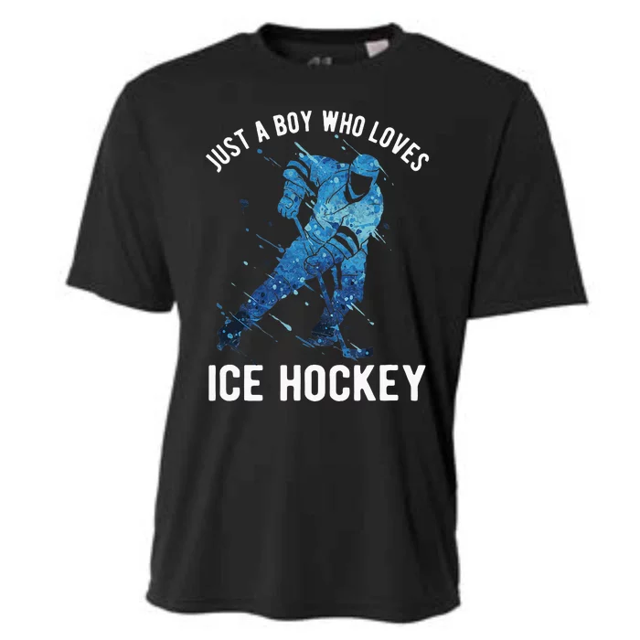 Just A Boy Who Loves Ice Hockey Cooling Performance Crew T-Shirt