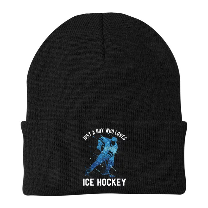 Just A Boy Who Loves Ice Hockey Knit Cap Winter Beanie