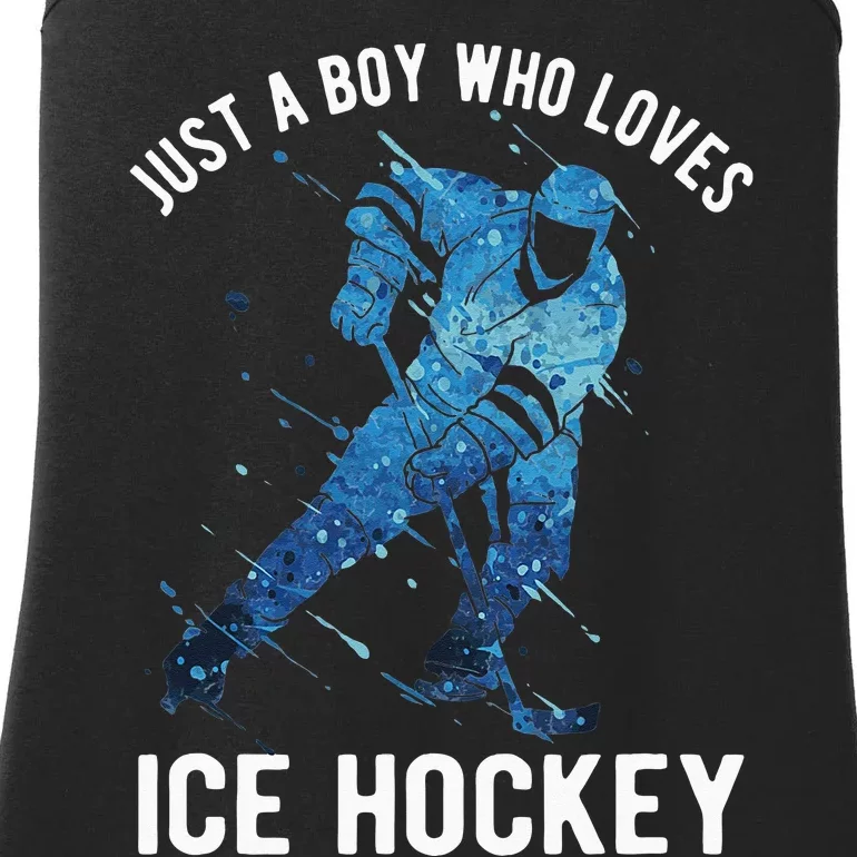 Just A Boy Who Loves Ice Hockey Ladies Essential Tank