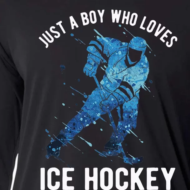 Just A Boy Who Loves Ice Hockey Cooling Performance Long Sleeve Crew