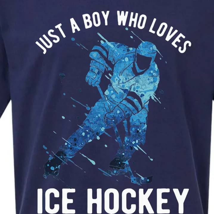 Just A Boy Who Loves Ice Hockey Sueded Cloud Jersey T-Shirt