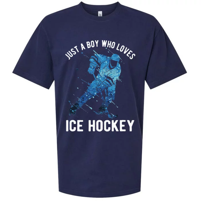 Just A Boy Who Loves Ice Hockey Sueded Cloud Jersey T-Shirt