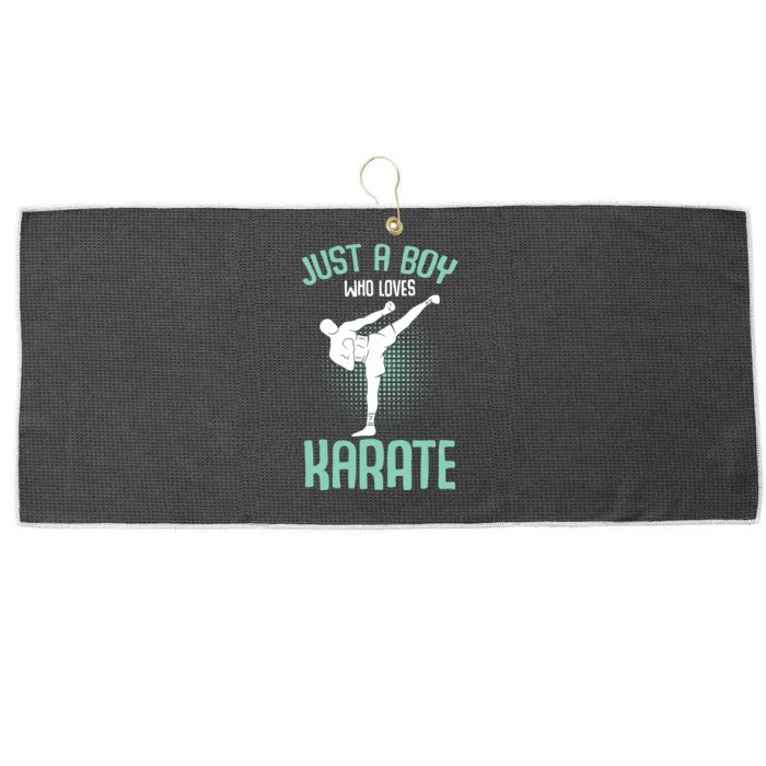 Just A Boy Who Loves Karate Boy Large Microfiber Waffle Golf Towel