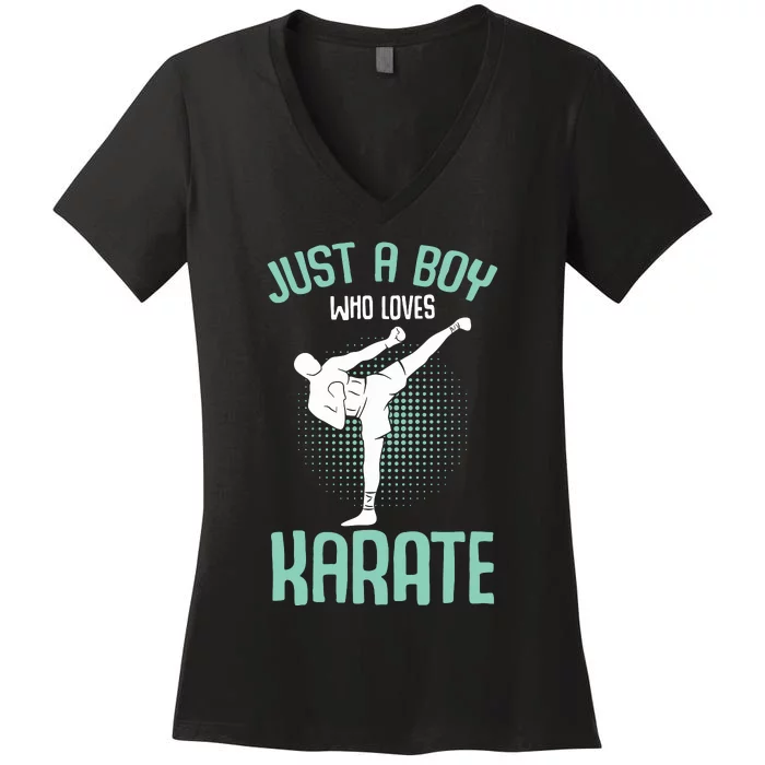 Just A Boy Who Loves Karate Boy Women's V-Neck T-Shirt