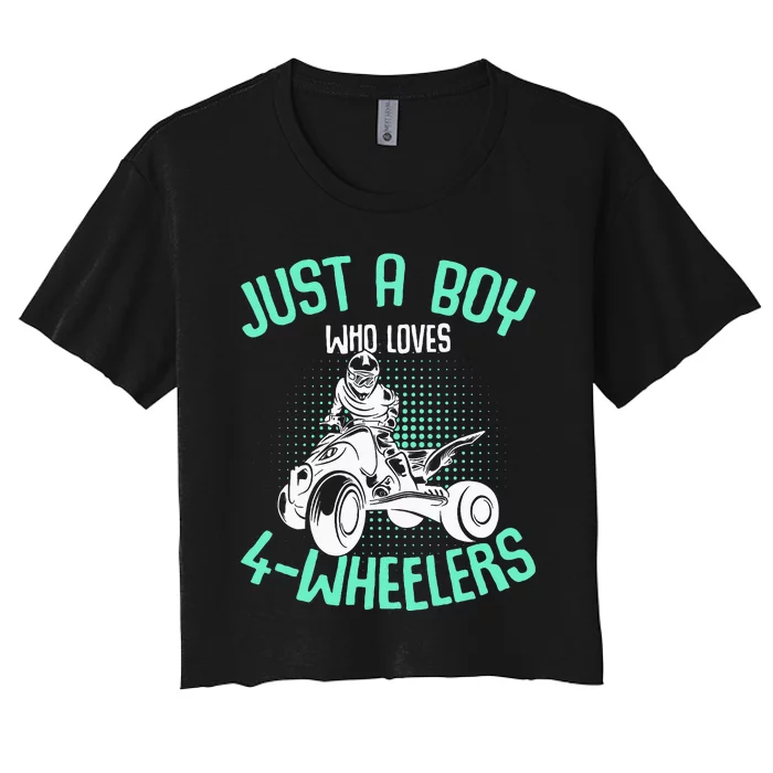 Just A Boy Who Loves 4 Wheelers ATV Quad Kids Women's Crop Top Tee