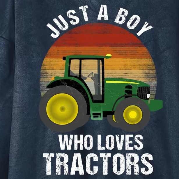 Just A Boy Who Loves Tractors Hooded Wearable Blanket