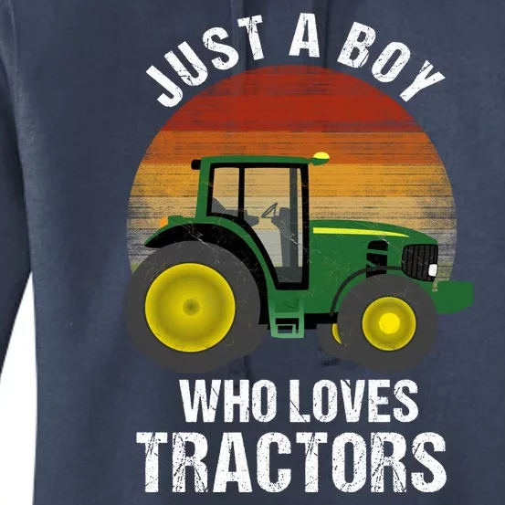 Just A Boy Who Loves Tractors Women's Pullover Hoodie