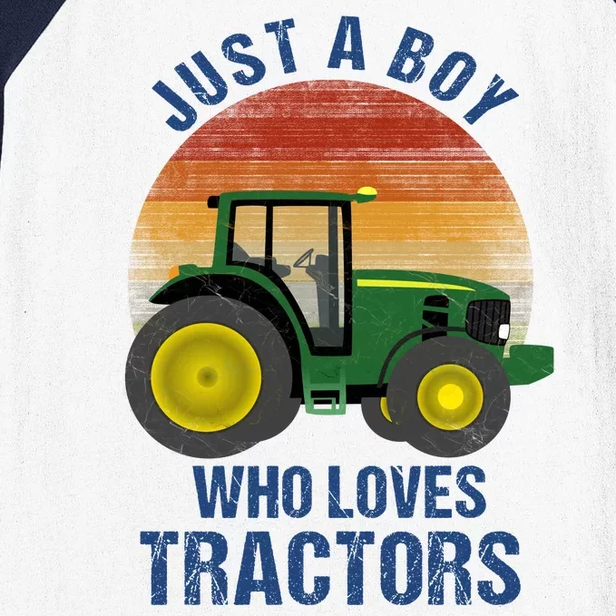 Just A Boy Who Loves Tractors Baseball Sleeve Shirt