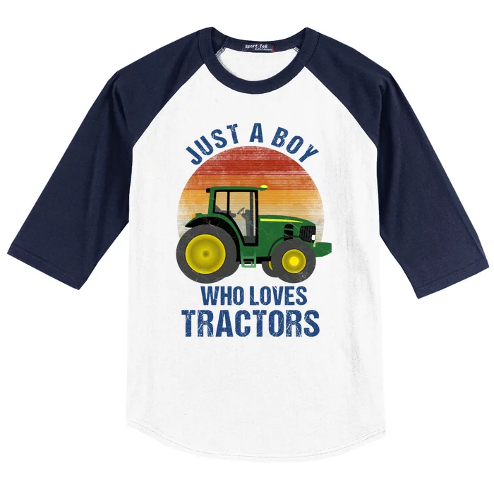 Just A Boy Who Loves Tractors Baseball Sleeve Shirt