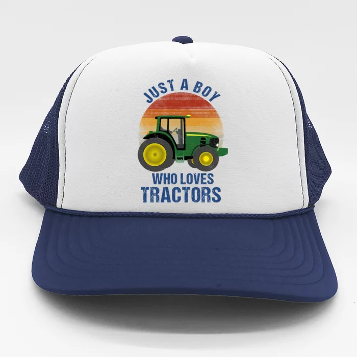 Just A Boy Who Loves Tractors Trucker Hat