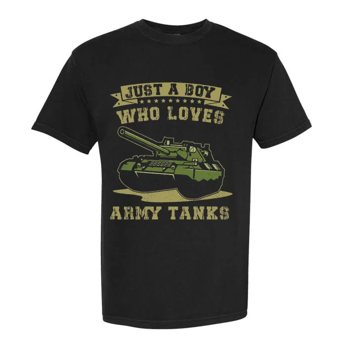 Just A Boy Who Loves Army Tanks Military WW2 Tanks Garment-Dyed Heavyweight T-Shirt