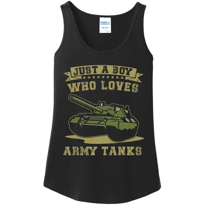 Just A Boy Who Loves Army Tanks Military WW2 Tanks Ladies Essential Tank