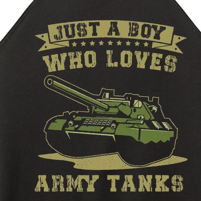 Just A Boy Who Loves Army Tanks Military WW2 Tanks Women’s Perfect Tri Rocker Tank