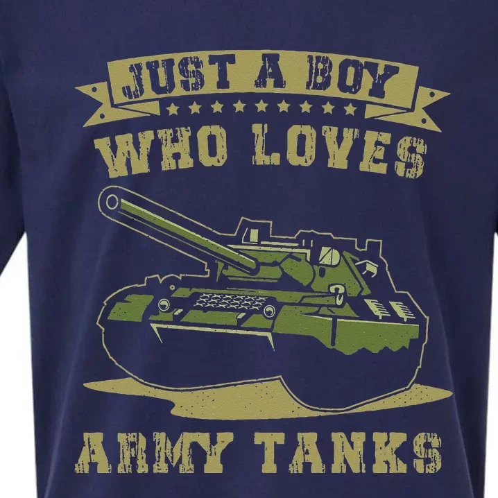 Just A Boy Who Loves Army Tanks Military WW2 Tanks Sueded Cloud Jersey T-Shirt