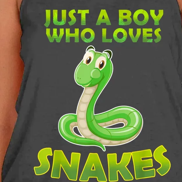 Just A Boy Who Loves Snakes Snake Lover Gift Women's Knotted Racerback Tank