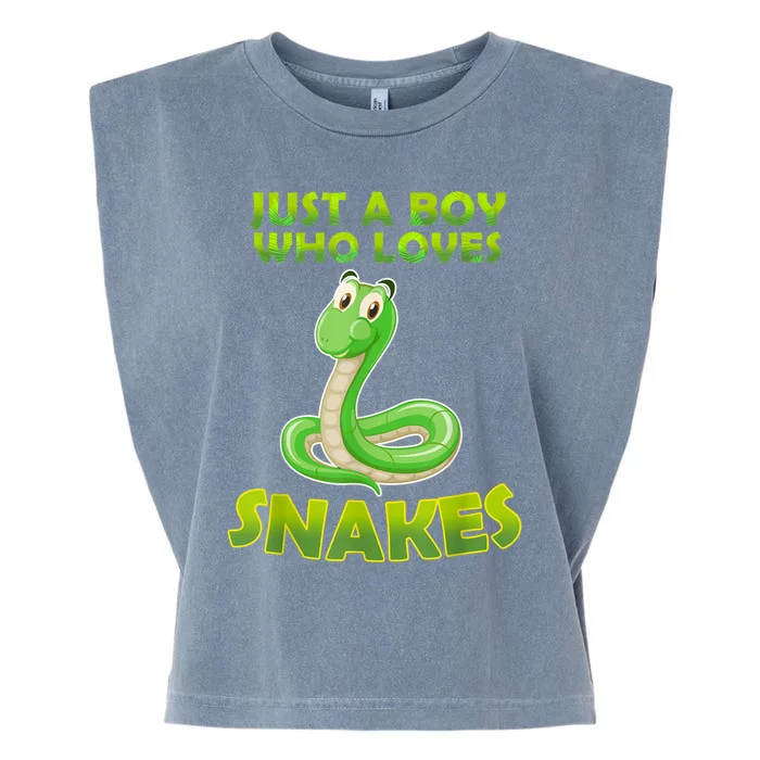 Just A Boy Who Loves Snakes Snake Lover Gift Garment-Dyed Women's Muscle Tee