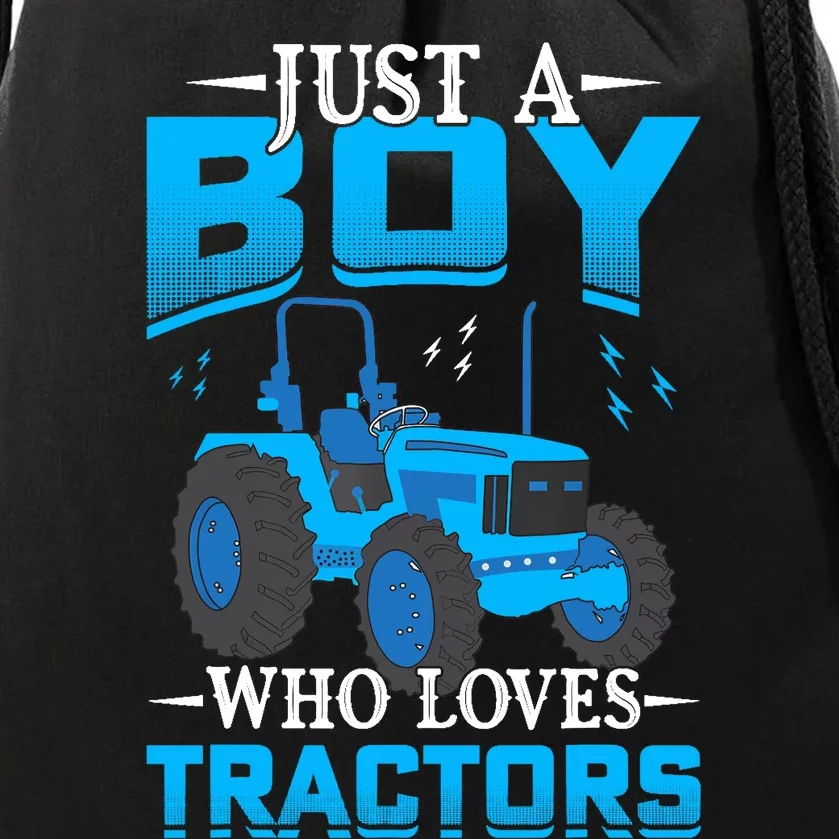 Just A Boy Who Loves Tractors Farm Boy Drawstring Bag