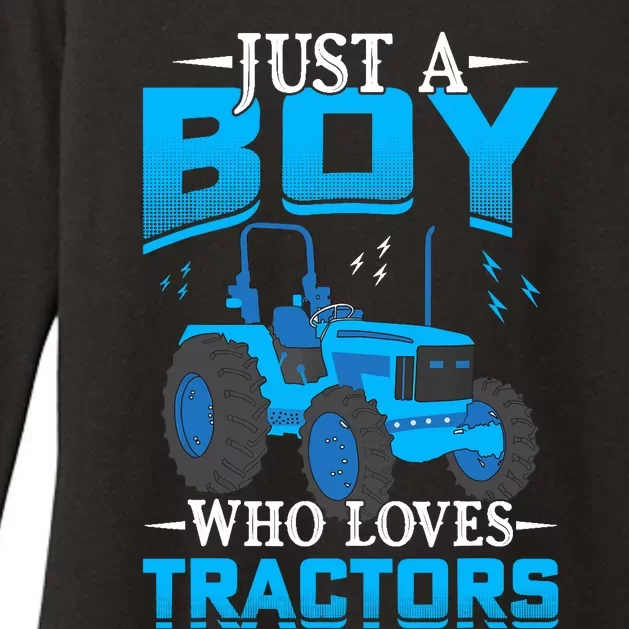 Just A Boy Who Loves Tractors Farm Boy Womens CVC Long Sleeve Shirt